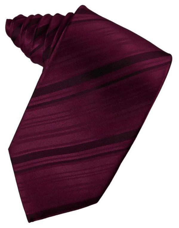 Wine Striped Satin Necktie Online Sale