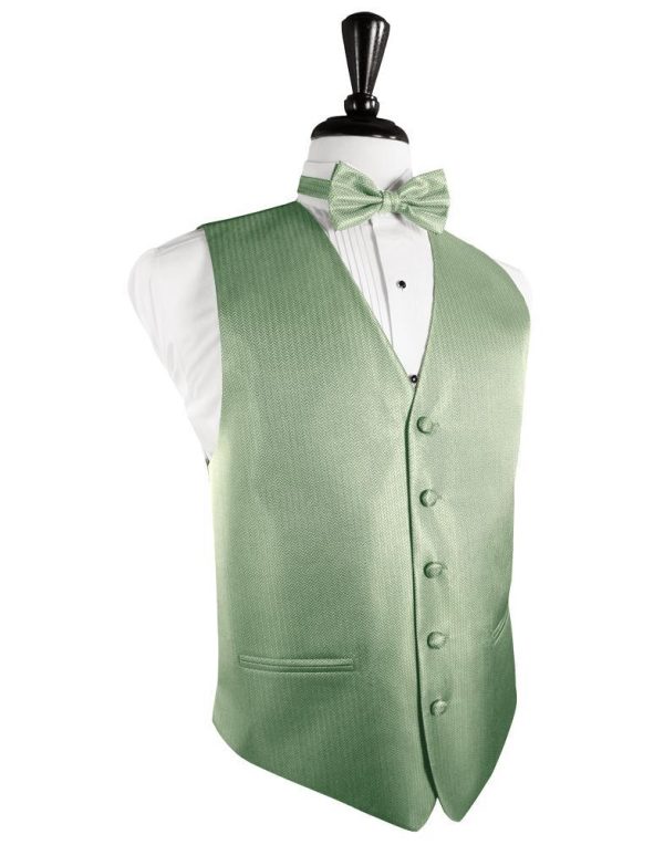 Mint Herringbone Tuxedo Vest For Sale