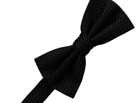 Black Silk Weave Bow Tie Discount