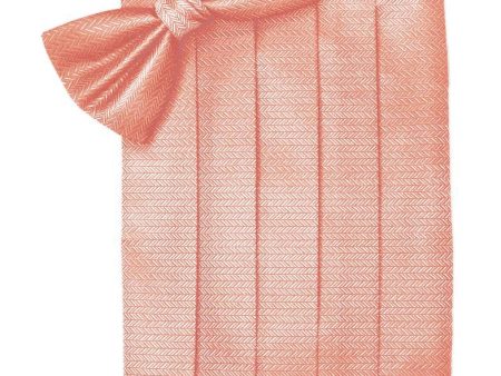 Coral Herringbone Cummerbund Sale