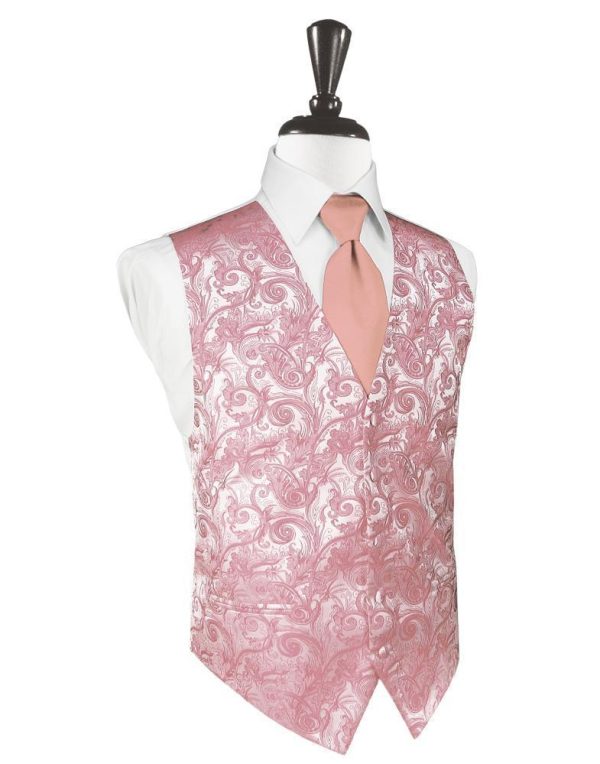 Coral Tapestry Tuxedo Vest Sale