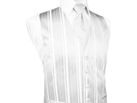 White Striped Satin Tuxedo Vest Fashion