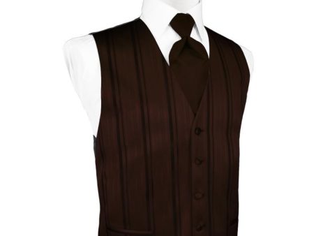 Truffle Striped Satin Tuxedo Vest For Discount