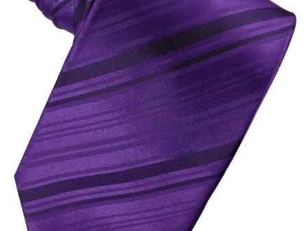 Purple Striped Satin Necktie Online Sale