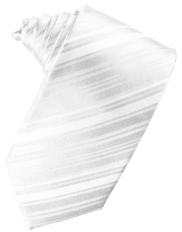 White Striped Satin Necktie Online Sale