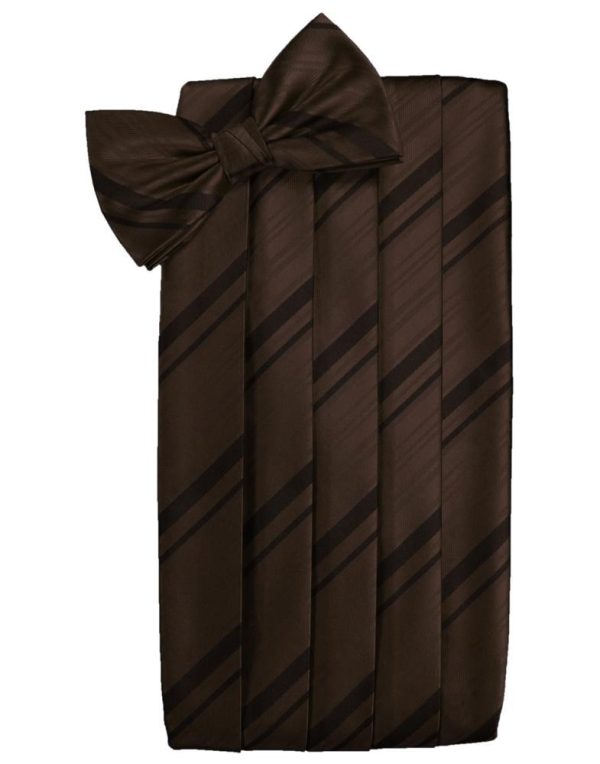 Chocolate Striped Satin Cummerbund Fashion