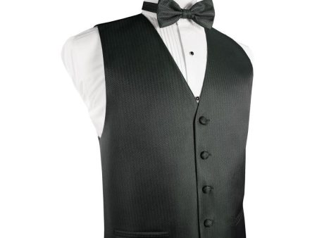 Asphalt Herringbone Tuxedo Vest Hot on Sale