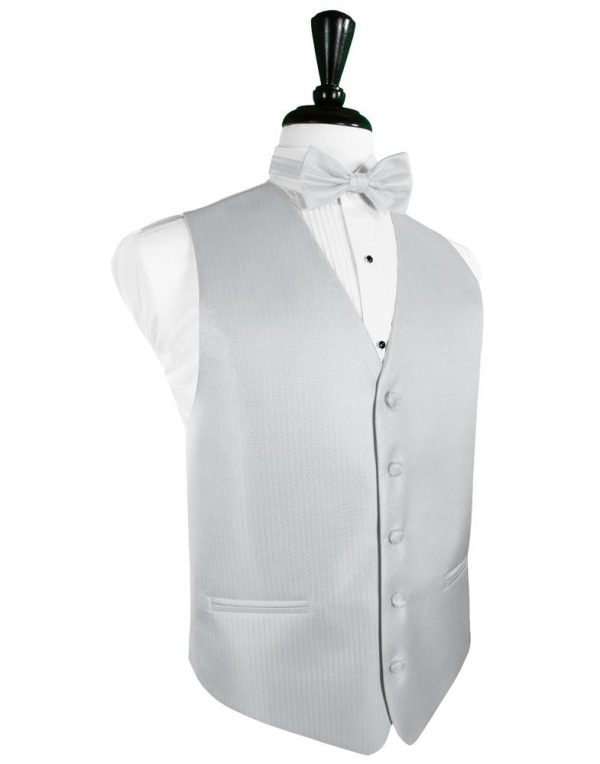 Platinum Herringbone Tuxedo Vest Sale