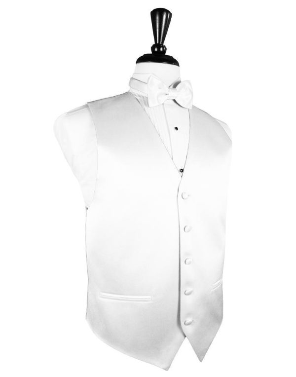 White Luxury Satin Tuxedo Vest Online