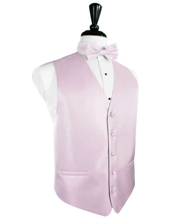 Pink Herringbone Tuxedo Vest Hot on Sale