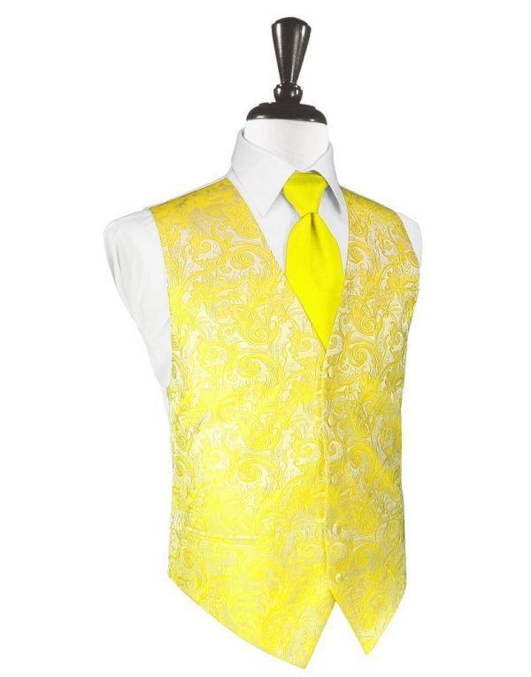 Lemon Tapestry Tuxedo Vest For Discount