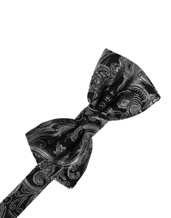 Silver Paisley Silk Bow Tie For Cheap