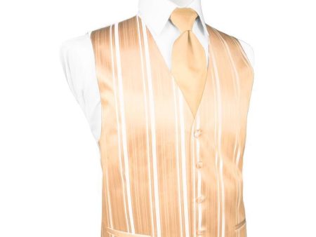 Apricot Striped Satin Tuxedo Vest Supply