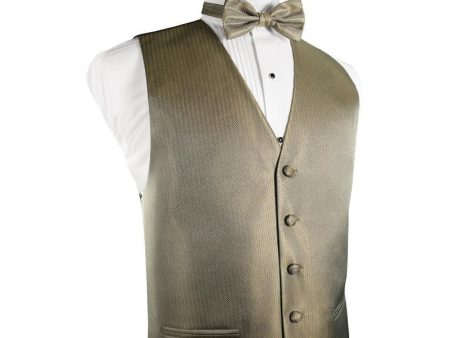 Champagne Herringbone Tuxedo Vest For Cheap