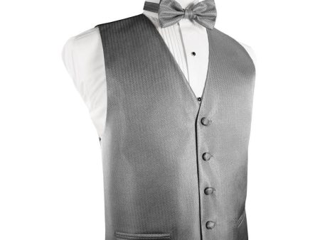 Silver Herringbone Tuxedo Vest Online now