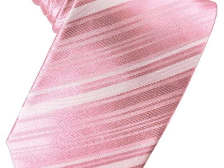 Coral Striped Satin Necktie Online