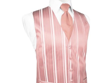 Coral Striped Satin Tuxedo Vest Discount