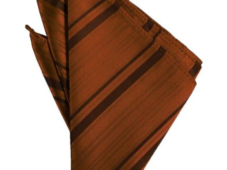 Cognac Striped Satin Pocket Square For Sale