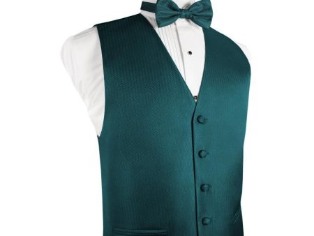 Teal Herringbone Tuxedo Vest Cheap