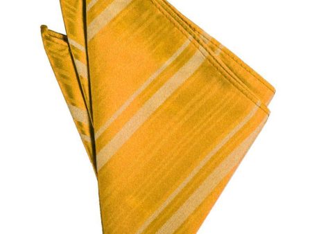 Tangerine Striped Satin Pocket Square Cheap