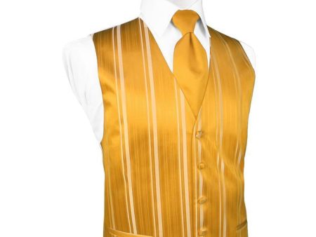 Tangerine Striped Satin Tuxedo Vest Online Hot Sale