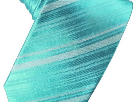 Pool Striped Satin Necktie Cheap