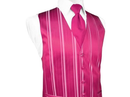 Watermelon Striped Satin Tuxedo Vest on Sale