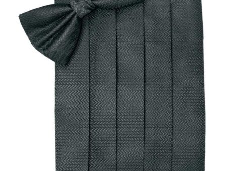 Asphalt Herringbone Cummerbund Cheap