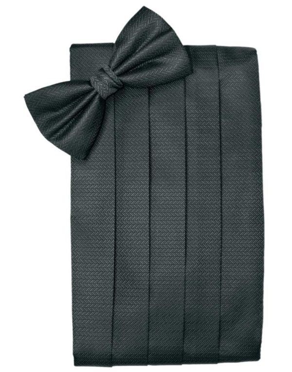 Asphalt Herringbone Cummerbund Cheap