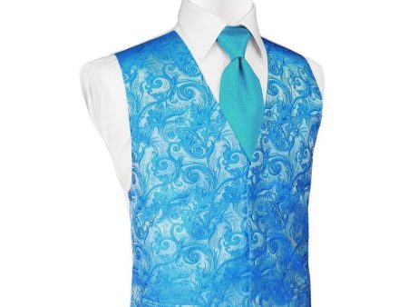 Turquoise Tapestry Tuxedo Vest Hot on Sale