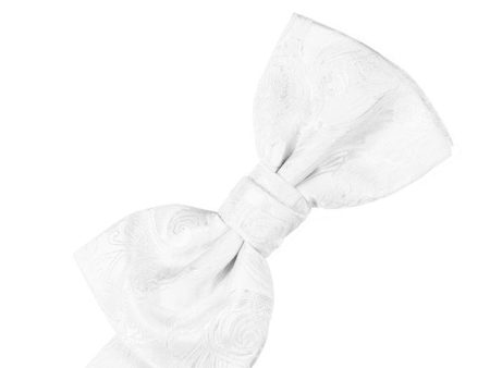 White Paisley Silk Bow Tie on Sale