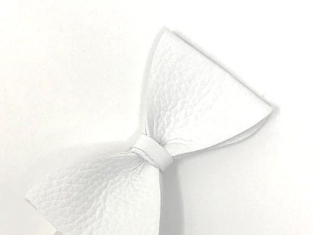 White Textured Leather Bow Tie Hot on Sale