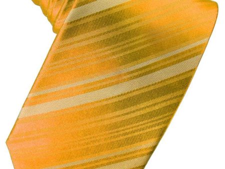 Tangerine Striped Satin Necktie For Sale