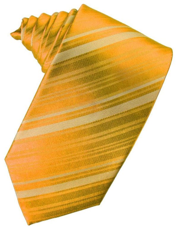 Tangerine Striped Satin Necktie For Sale