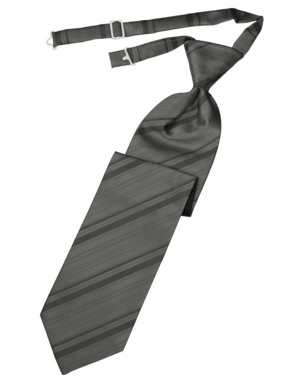 Charcoal Striped Satin Necktie Fashion