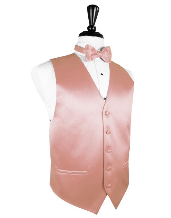 Coral Luxury Satin Tuxedo Vest Online now