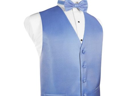 Cornflower Herringbone Tuxedo Vest For Sale