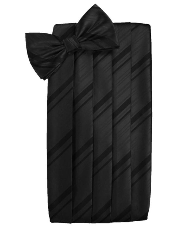 Black Striped Satin Cummerbund Cheap