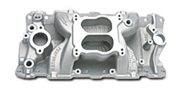 Edelbrock SBC Perf Air Gap Manifold Polished Fashion