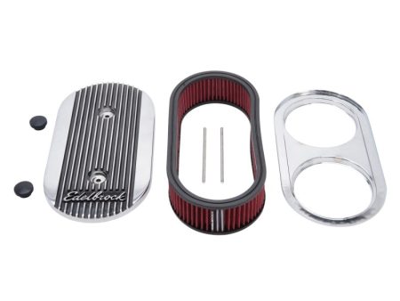 Edelbrock Air Cleaner Elite II Oval Dual-Quad Carbs 2 5In Red Element Polished Discount