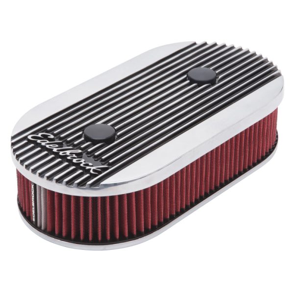 Edelbrock Air Cleaner Elite II Oval Dual-Quad Carbs 2 5In Red Element Polished Discount